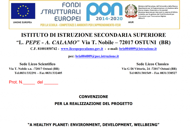 PROGETTO PON A HEALTHY PLANET:ENVIRONMENT, DEVELOPMENT, WELLBEING