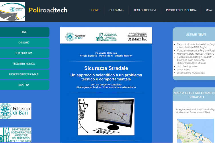screenshot del sito web "Poliroadtech"