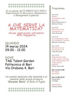 PI GRECO DAY 2024 -  A CHE SERVE LA MATEMATICA? Alcune applicazioni nell’ambito  della Ingegneria   