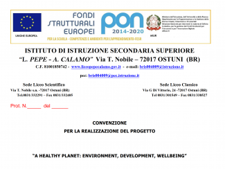 PROGETTO PON A HEALTHY PLANET:ENVIRONMENT, DEVELOPMENT, WELLBEING